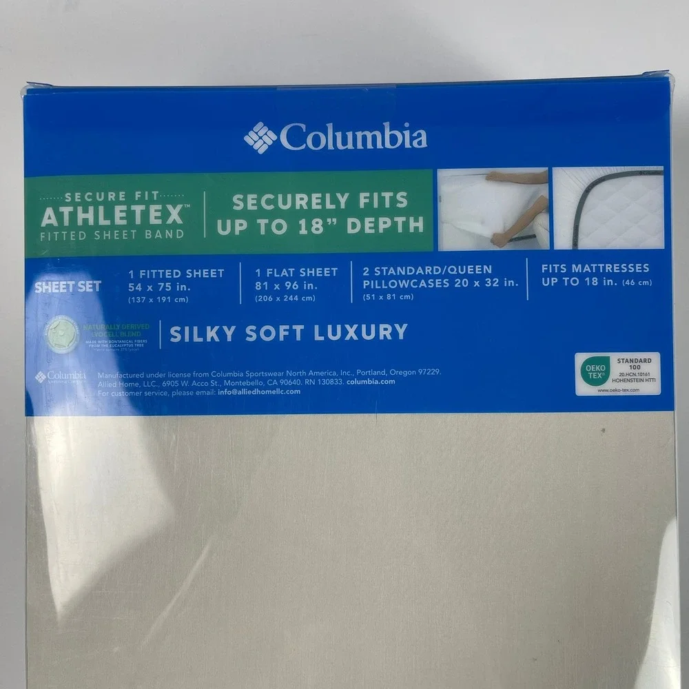 Columbia Silky Soft Luxury Full Sheet Set 4pc Lyocell Blend Beige Khaki 18in DP